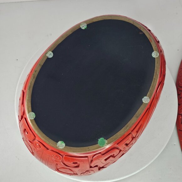 Vintage Red Cinnabar Duck Goose Swan Figure Lidded Box Lacquered - Picture 9 of 10